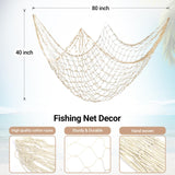 Roadtofree 14 Pack 80 x 40 in Natural Cotton Fishnet Decoration Wall Hanging Fishing Net Decor Underwater, Mermaid, Pirate, Hawaiian, Nautical Ocean Theme Beach Bash Party Decorations, Beige