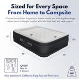 King Koil Luxury Pillow Top Plush Queen Air Mattress with Built-in High-Speed Pump Best for Home, Camping, Guests, 20" Queen Size Double Airbed Adjustable Blow Up Mattress, Waterproof, 1-Year Warranty