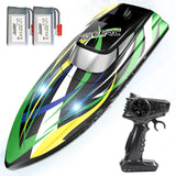 DEERC Fast RC Boat with LED Lights, 30+KM/H, High Speed Remote Control Racing Boat, Self-Righting, 2 Batteries, 24+ Mins, 2.4GHz Pool & Lake Toys for Kids & Adults