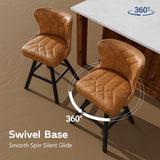 Ollega 26" Brown Swivel Counter Height Bar Stools Set of 6, 18.9" Wide Seat