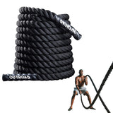 Outroad Battle Rope, 1.5" Diameter 30ft Poly Dacron Workout Exercise Training Heavy Rope, Workout Equipment for Crossfit Training Home Gym & Fitness Exercises, Black OUTROAD OUTDOOR CAMPING GARDEN PATIO