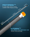 KONLLEN Carbon Fiber Pool Cue, Low Deflection Shaft with Pro Taper, Ebony Inlay Design, 12.5mm Tip, Adjustable Weight System