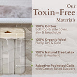COTTON SLEEP All Natural Mattress (100% Organic Cotton, & Wool, Made in The USA) Non Toxic, Fiberglass Free Hybrid Pocket Coil and Plush Foam Bed in A Box Medium Soft - Queen, 13"