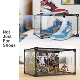 KOKOIN Transparent Plastic Storage Clear Shoe Display Case Box Organizer - Magnetic Side Open, 16PC (Black)
