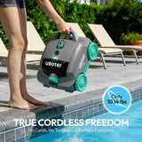 Pool Vacuum,UBoter E10 Cordless Robotic Pool Cleaner, Dual-Layer Filtration,Powerful Obstacle Crossing, Enhanced Edge & Corner Cleaning,120-Min for Above-Ground & Flat-Bottom Pools to 860 Sq.Ft