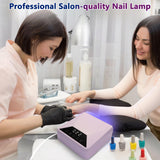 GiGiBright 78W UV LED Nail Lamp with Adjustable Telescopic Stand, Corded Nail Dryer for Gel Nails, 39 LEDs, 30/60/99/180s Timers, Removable Base for Home & Salon