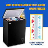 Chest Freezer WANAI 3.5 Cubic Deep Freezer with Top Open Door and Removable Storage Basket, 7 Gears Temperature Control, Ideal for Office Dorm or Apartment, Black