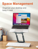 tounee Telescopic Laptop Stand for Desk with 360° Swivel Base, Sit to Stand, Height Adjustable