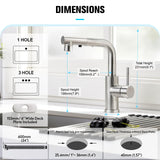 Crea Kitchen Faucets with Pull Out Sprayer, Bathroom Sink Faucets Mini Bar Prep Faucet Single Handle 3 Hole Kitchen Farmhouse utility Faucet Outdoor Laundry, Brush Nickel