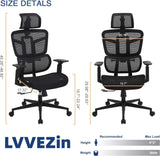 Office Computer Desk Chair, Ergonomic Desk Chair Mesh Computer Chair with Wheels LVVEZin