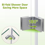 SL4U Bifold Shower Door, 30" W x 72" H, 1/4" Tempered Glass Shower Door, Foldable Shower Glass Door, Easy to Clean, Brushed Nickel Finish