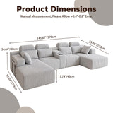 RENDGO 146" Oversized Boneless Sectional Sofa with Chaise,U Shaped,Gray