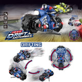 Liberty Imports 2.4Ghz RC Motorcycle Remote Control Stunt Drift Bike Racing Vehicle - 1/10 R/C High Speed Cyclone Motorbike and Riding Figure with 360° Spinning Wheels Action (Blue)