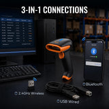 Tera Barcode Scanner Wireless with Stand: 1D 2D QR 3-in-1 Connection HW0001