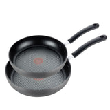 Ultimate Hard Anodized Nonstick Fry Pan Set 2 Piece, 10, 12 Inch, Oven Broiler Safe 400F | Grey T-fal