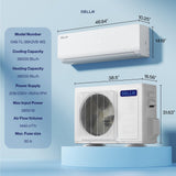 DELLA Vario Series 36,000 BTU 3 Ton 19 SEER2 Ductless Mini Split AC, Pre-Charged Heat Pump, 230V Energy Efficient Inverter System, Work with Alexa, Cools up to 2500 Sq.Ft, 16.4ft Installation Kit