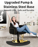 Baasha Professional Brown & Gold Salon Chair, Luxury Hydraulic Styling Chair with Soft PU Leather, High-Density Foam Cushion, 360° Swivel, Stainless Steel Frame, Ergonomic Design, 330 lbs Capacity