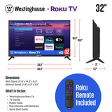 TV - 32 Inch Smart TV, 720P LED HD TV with Wi-Fi Connectivity and Mobile App, Flat Screen TV Compatible Westinghouse