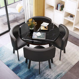 Round Dining Table Set for 4 with Chairs, Office Conference Reception Coffee Negotiation Table and Chairs Set