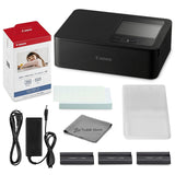Canon Selphy CP1500 Photo Printer Bundle (Black) with KP-108 Paper (108 Sheets) 3 Color Ink Cartridges & Tudak Cleaning Cloth