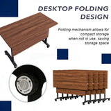Folding Conference Tables with Wheels, 70.8IN Walnut Modular Training/Meeting Desks for Office School Classroom Library, 10