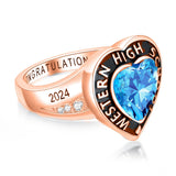 Oseew 2027 Class Graduation Ring Women High School College (Rose Gold)