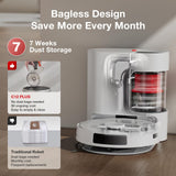 Yeedi C12 Plus Robot Vacuum & Mop, 8000Pa Powerful Suction, 7-Week Bagless Bin, PureCyclone & ZeroTangle Brush, Smart App Control, Auto-Charging, White