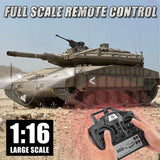 BESTYMXY RC Tank HengLong IDF MERKAVA MKIV, 1:16 Merkava Main Battle Tank MK4 Model, 2.4ghz Remote Control Vehicles Tanks with Sound & Light for Ages 14+