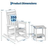 HDPE Rocking Chair Outdoor Set of 4 with 2 Side Table, High Back Rocker
