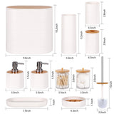 Bathroom Accessory Set,10 PCS White Bathroom Accessories Set with Trash Can, Toothbrush Holder, Soap Dispenser, Toothbrush Cup, Vanity Tray, Soap Dish, Toilet Brush, Qtip Holders