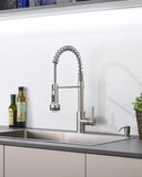 GIMILI LED Kitchen Faucet with Soap Dispenser, Modern Single Handle Spring Kitchen Sink Faucets with Pull Down Sprayer