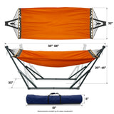 Tranquillo Sturdy Steel Hammock Stand with Premium Cotton Canvas, 600 lbs Capacity Folding Hammock Stand, Portable Hammock 30-Second Fold Unfold Hammock for Camping, Orange