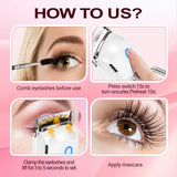 Heated Eyelash Curler Electric Eyelash Curlers 8s Fast Heating Lash Curler Safe Anti-Burn Lash Curler Intelligent Temp Control rizador de pestañas for 24H Long Lasting Curls (White)