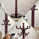 73" Wooden Coat Rack Stand, Coat Racks Freestanding With 14 Hooks And Solid Round Base  (Red sandalwood) rlosqvee