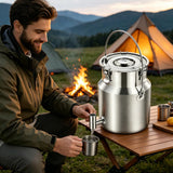 304 Stainless Steel Water Dispenser with Faucet, Thickened Milk Can with Handle, Sealing Ring and Instruction Manual, 5L Stainless Steel Water Jug for Milk, Water, Tea, Juice and Beverage Storage