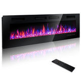 GREEN PARTY 72" Electric Fireplace Recessed/Wall Mounted Ultrathin 3.2" Fireplace Heater, Low Noise Linear Fireplace with Remote Control/Touch Screen, 8hrs Timer, Adjustable Flame & Bed Colors & Speed