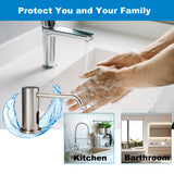 Touchless Automatic Soap Dispenser for Kitchen Bathroom Sink Built in Brushed Nickel Liquid Commercial Electric Soap Dispenser with Bottle and Pump Brushed Nickel