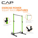 CAP Barbell Power Rack with Pull Up Bar & Attachments - Squat Rack & Strength Training Power Cage for Home Gym - Green