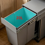 20L Hidden Pullout Trash Bin with Lid - Retractable Guide Rail, ABS Material & PP Lining, Under Sink Waste Can for Bathroom, Bedroom, Office, and Living Room