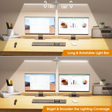 SIBRILLE LED Desk Lamp for Home Office - Dimmable Computer Desk Light with Clamp, Modern Architect Task Lamp with Color Changing, Flexible Desktop Lamp with Gooseneck for Monitor, Double Head, White