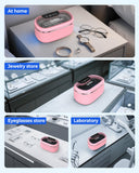 onlikin 35W Ultrasonic Jewelry Cleaner, 45KHz Retainer Cleaner for Jewelry, 5 Timer & 3 Power Modes, Eyeglasses, Rings, Watch Strap, Dentures - 20oz, 304 Stainless Steel Tank, Quiet <38dB (Pink)