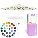 Midtown Umbrellas - The Lean 9 Ft Patio Umbrella with Fade-Resistant Sunbrella Fabric, Auto-Tilt Aluminum Frame and 8 Reinforced Ribs for Deck, Pool & Garden - Canvas Natural Canopy, Black Pole