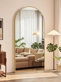 NBGV 71"x32" Floor Mirror Full Length, Arched Full Length Mirror with Stand, Large Full Body Mirrors for Bedroom Living Room or Cloakroom Gold