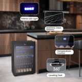 Electactic 37 Bottle Wine Fridge,Freestanding 145 Can Beverage Refrigerator with Smart Temperature Control, Black