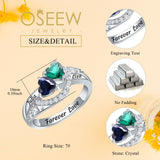 Oseew Gold gold Mother Rings for women Customized mom rings Mother and daughter ring for Mother's day 2 birthstone rings mothers ring (White Gold)