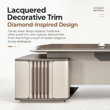 HHEvergreenEnsemble Executive Desk with Double-Layer Tabletop (110.24IN)