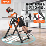 VEVOR Inversion Table, 300 lbs Capacity Heavy Duty Inversion Table, Decompression Back Stretcher Machine, Strength Training Equipment with Headrest, Ankle Lock, Adjustable Protective Belt, Red/Black
