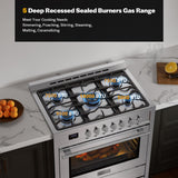 Empava 36″ Professional Gas Range with 18K BTU Triple-Ring Power Burner