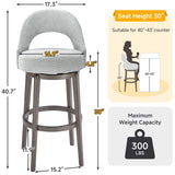Mapleyard 30 Inch Swivel Upholstered Velvet Bar Stools Set of 8, Sage Grey