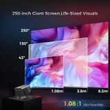 【Native 1080P & 800ANSI High Brightness】 Portable Projector with WiFi and Bluetooth,Smart Projector With AI Visual Calibration,230° Rotation,4K Projector Supports HDMI/USB/AUDIO